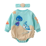 Ocean themed jellyfish applique onesie
