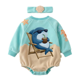 Ocean themed shark applique onesie