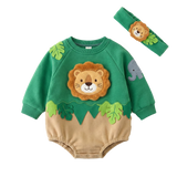 Jungle theme lion applique onesie
