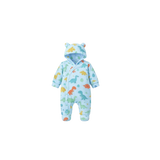 Boys diagonal buttoned hoodie sleepwear dino print