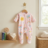 Girls zipper sleepwear rainbow print
