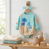 Ocean themed jellyfish applique onesie