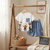 Circus theme tshirt and shorts boys